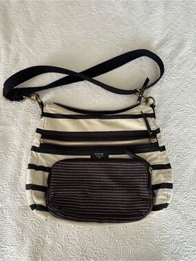 Fossil Black and Cream Striped Crossbody